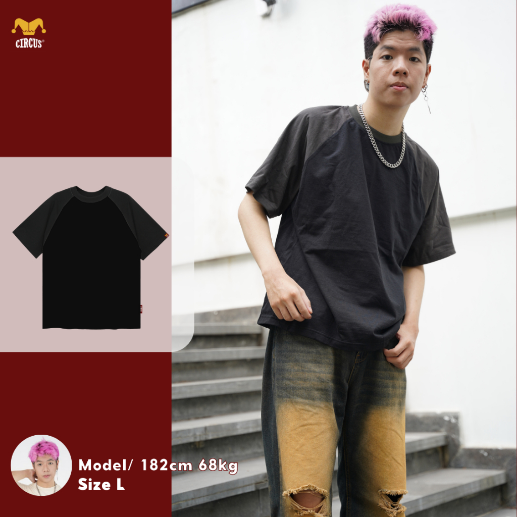 Áo thun Raglan trơn form boxy unisex oversize Local Brand Circus 100% Cotton - Mã Basic R00
