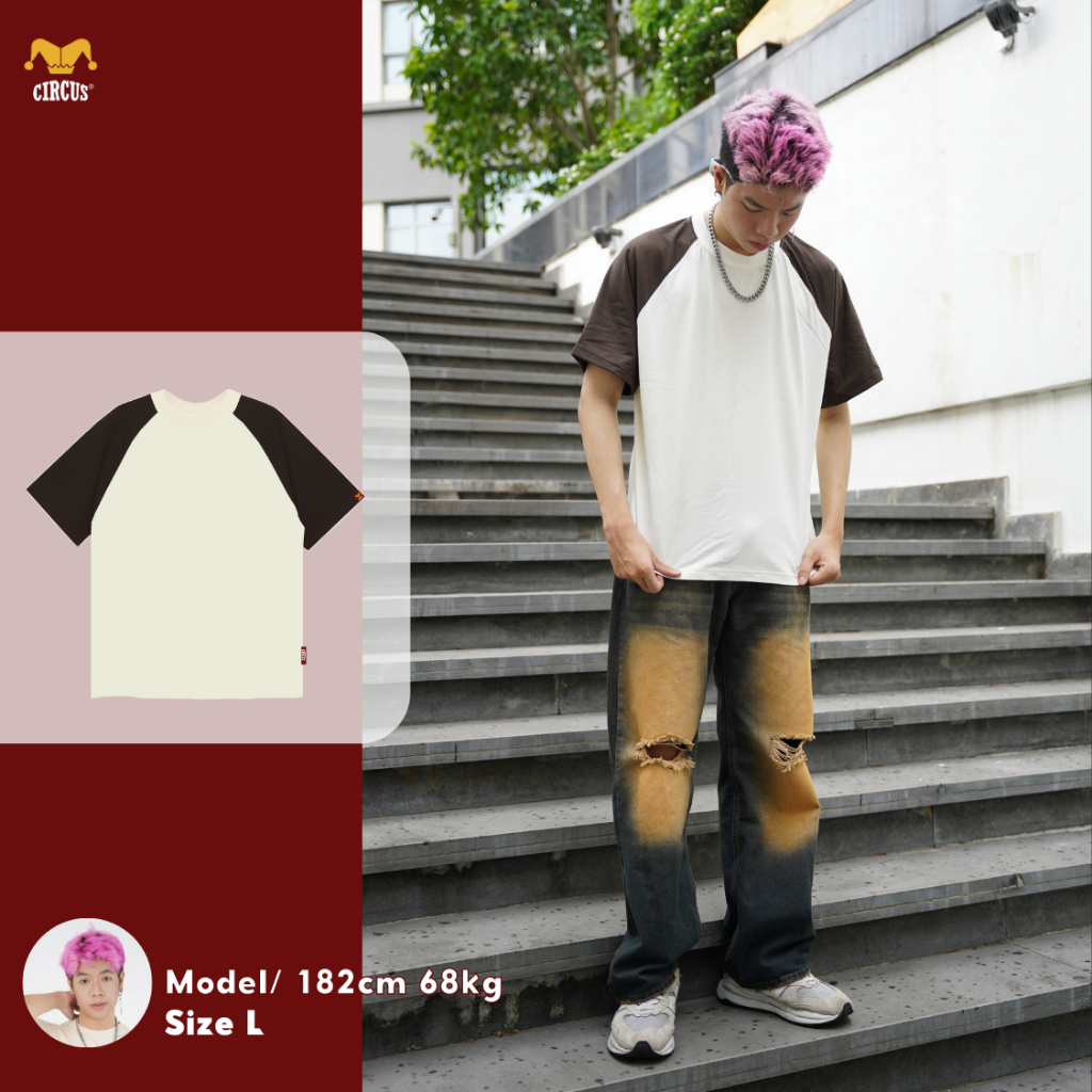 Áo thun Raglan trơn form boxy unisex oversize Local Brand Circus 100% Cotton - Mã Basic R00