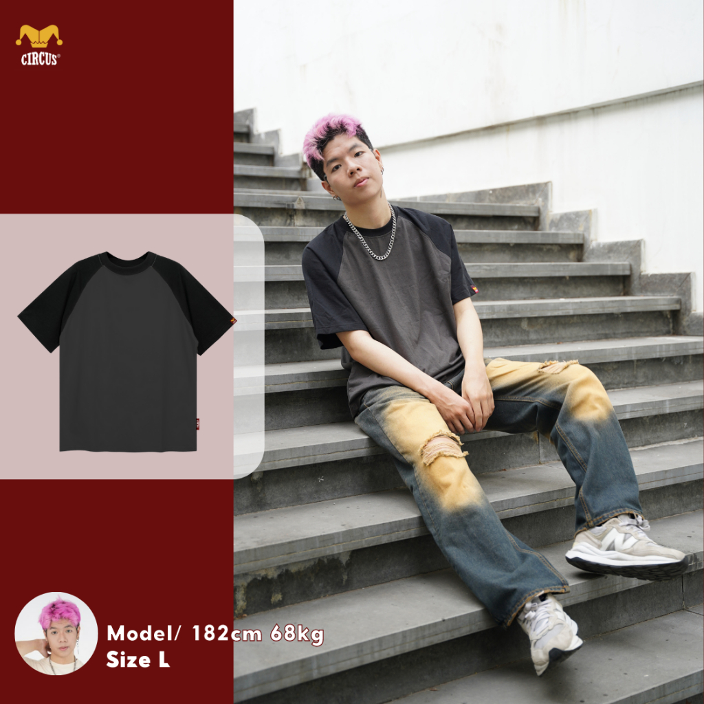 Áo thun Raglan trơn form boxy unisex oversize Local Brand Circus 100% Cotton - Mã Basic R00