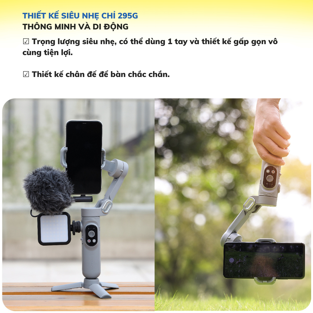 Gậy chống rung gimbal Smart X Pro X3 điện thoại điều khiển 4 chiều dễ dàng, Gậy quay phim điện thoại tự động cân bằng.