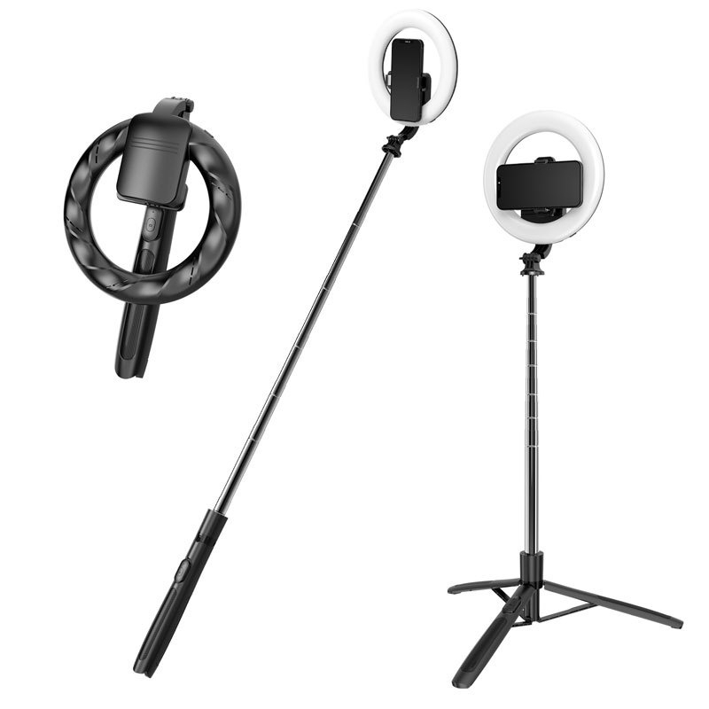 Giá đỡ điện thoại, đèn chụp ảnh thế hệ mới, Dụng cụ hỗ trợ livestream, Điều khiển chụp ảnh từ xa, Bảo hành 12 tháng