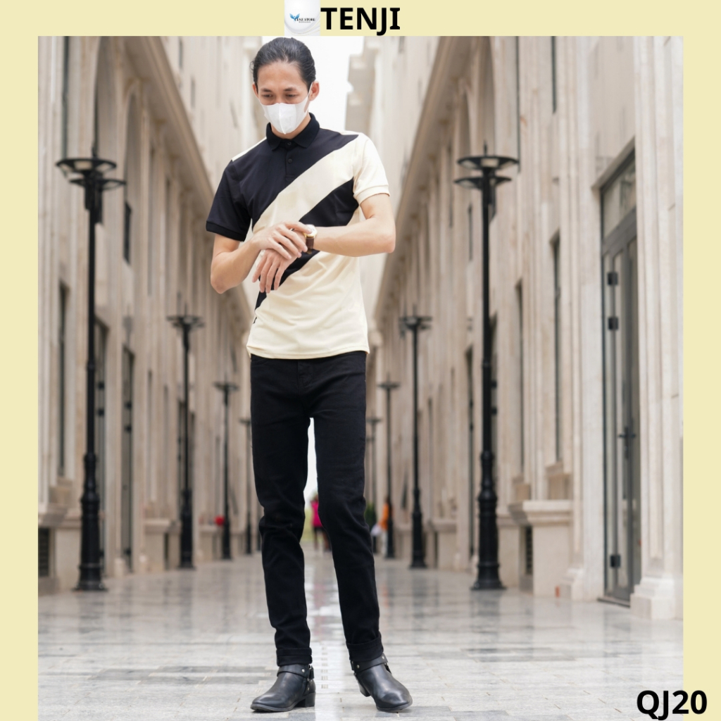 Quần jean nam đen TENJI QJ200 chất bò họa tiết trơn cá tính kiểu dáng kinny size 28-32+34