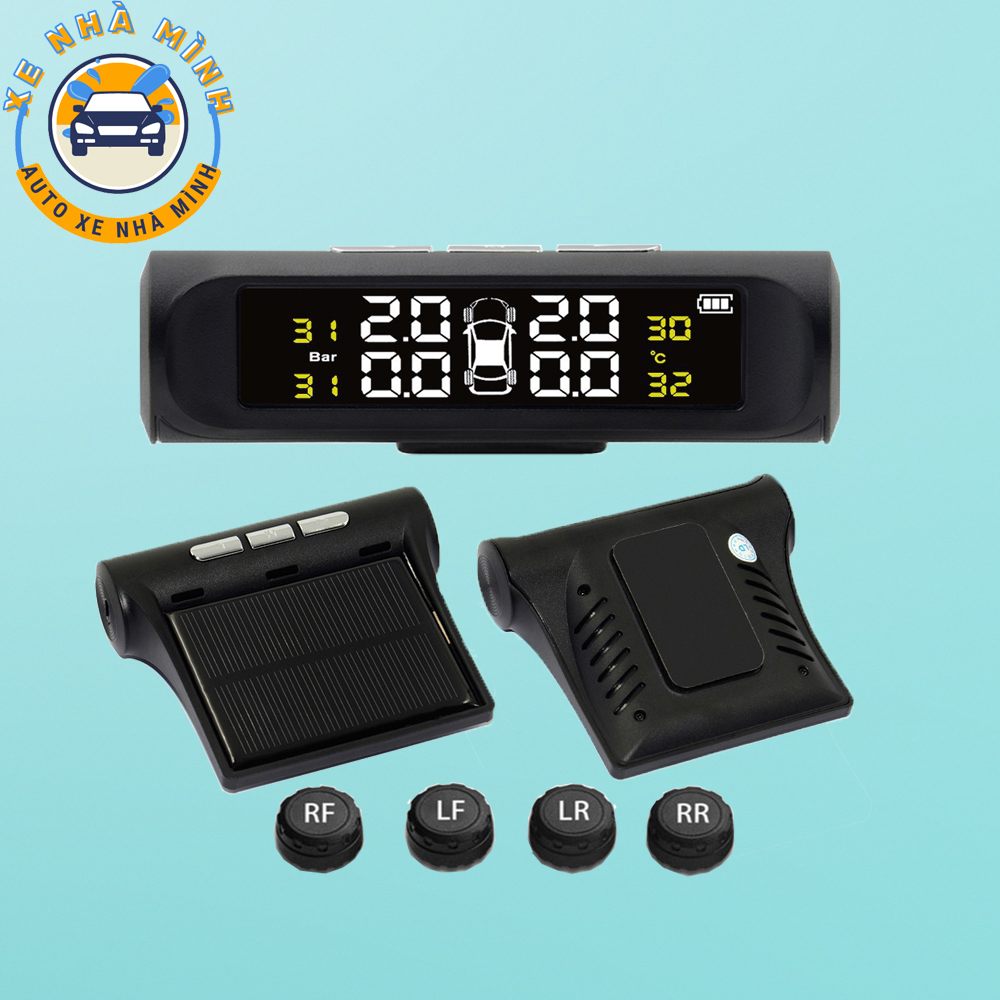 Cảm biến lốp ô tô tự tắt/bật Xe Nhà Mình, đo áp suất lốp, nhiệt độ lốp chính xác, màn hình LCD, pin năng lượng mặt trời