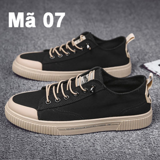 Giày Nam, Giày Thể Thao Nam, Giày Sneaker, Giày Vải Đen Dây Be Mã 07