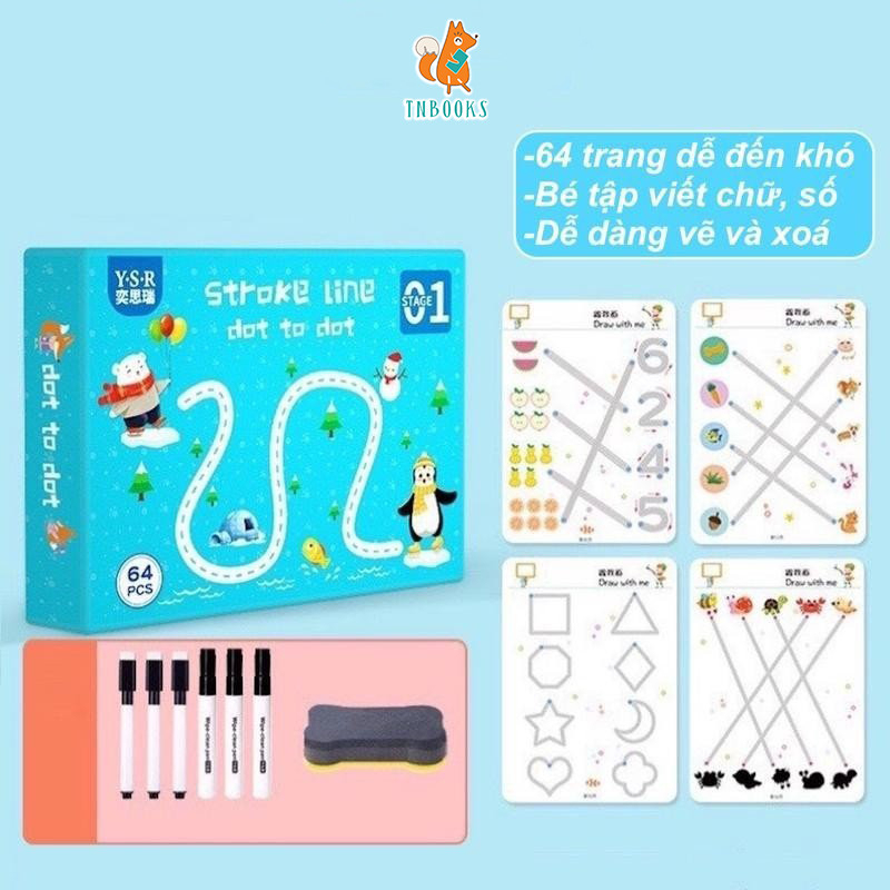 Vở viết xóa thông minh 64 trang - đồ chơi giáo dục montessori (2-6 tuổi ) TN0035