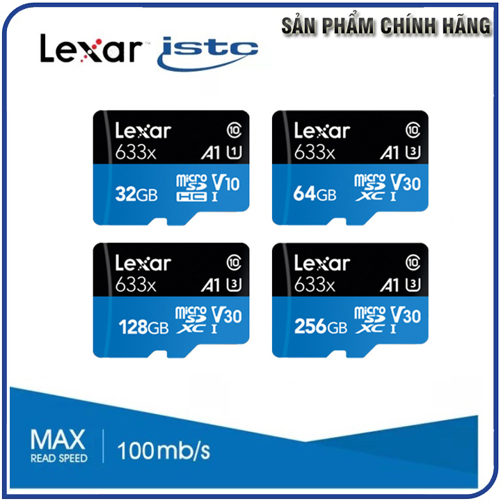 Thẻ nhớ Micro SDXC Lexar Cao cấp 128Gb 64Gb 32Gb Chính hãng, Chuyên dụng Camera ip wifi, Camera hành trình, điện thoại