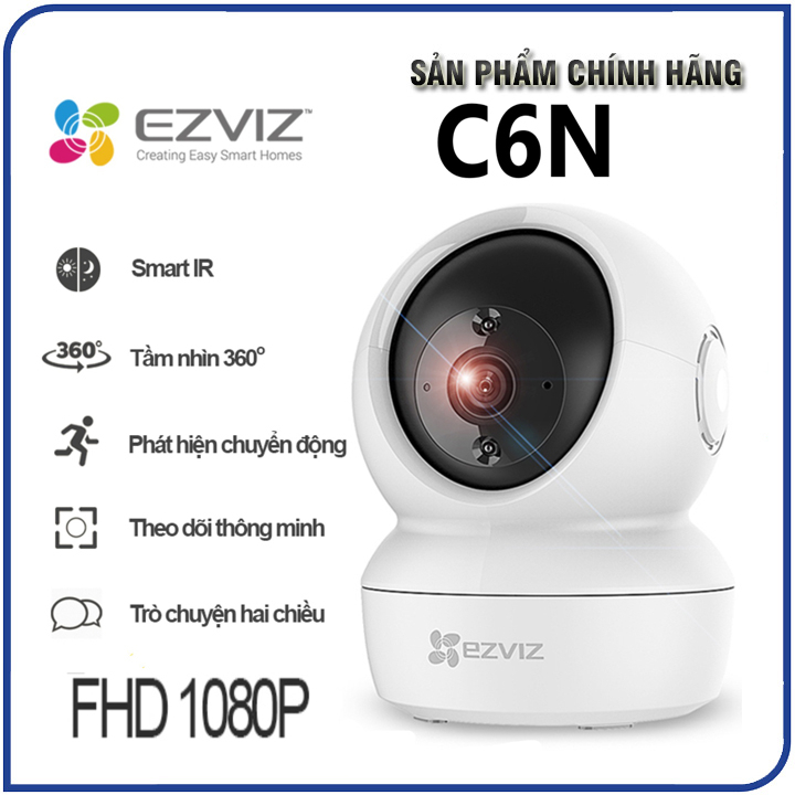 Camera Wifi thông minh EZVIZ C6N 1080P - Quay quét 360 độ, đàm thoại, hỗ trợ lưu thẻ nhớ - Bh 24 tháng