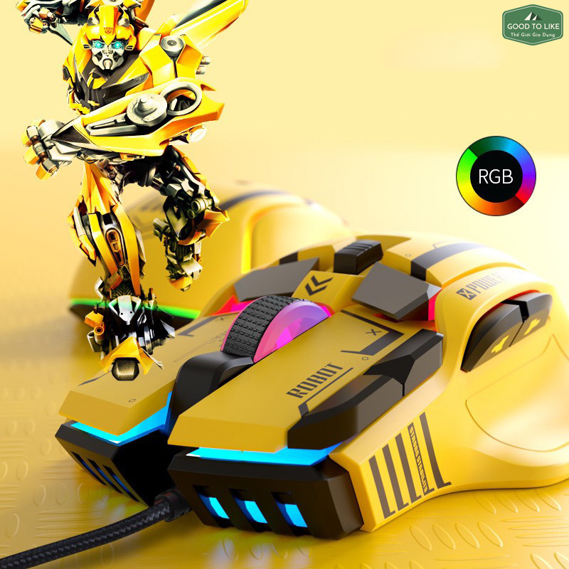 Chuột Máy Tính Gaming G6 Gundam,Bumblebee.Chuột Máy Tính Văn Phòng Có Dây, Led RGB 16 Triệu Màu,12800 DPI Hỗ Trợ Macro