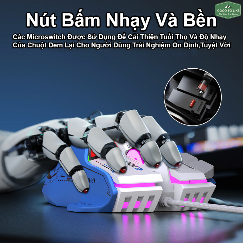 Chuột Máy Tính Gaming G6 Gundam,Bumblebee.Chuột Máy Tính Văn Phòng Có Dây, Led RGB 16 Triệu Màu,12800 DPI Hỗ Trợ Macro
