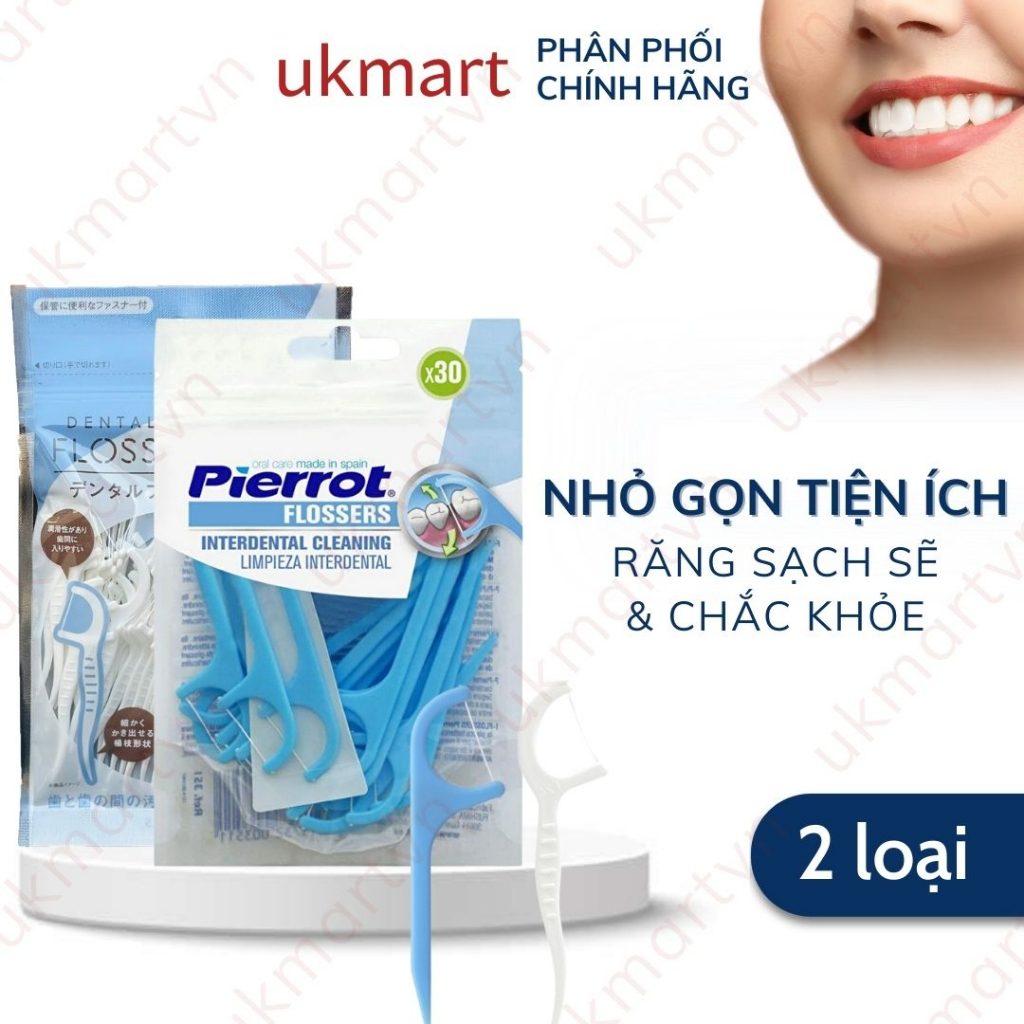 Tăm Chỉ Kẽ Răng Pierrot Flossers Gói 30 Cái/ Tây Ban Nha và chỉ Tagami Nhật Bản 55c