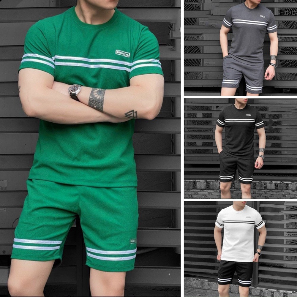 Bộ Thể Thao Nam Hàng Xuất Thái Vài Cotton Tổ Ong Co Giãn Thoáng Mát