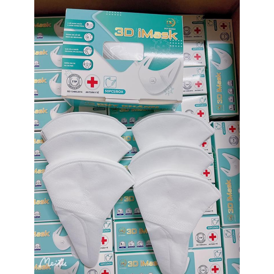 Khẩu trang y tế 3D iMask Duy Khánh (1 cái) cho người lớn - 3 lớp kháng khuẩn thoáng khí, dễ thở ngăn 99% vi khuẩn