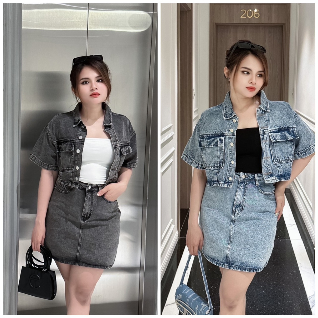 Set Áo Khoác + Váy Jeans