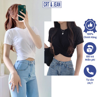 Áo Croptop xoắn eo CRT&JEAN chất thun tăm CR06