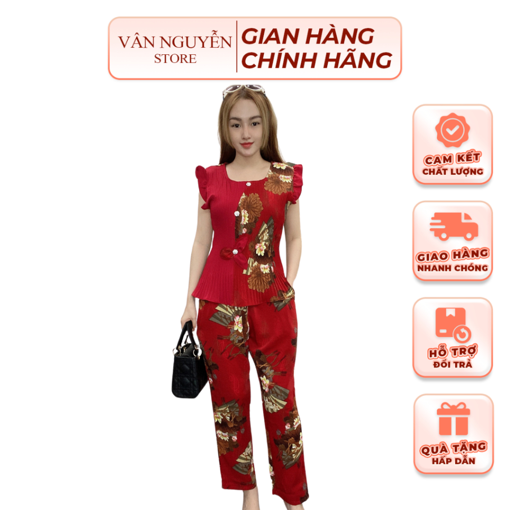 Đồ Bộ Quần Dài Áo Dập Ly C.o G.i.ã.n Chất Vải Mát VÂN NGUYỄN M4