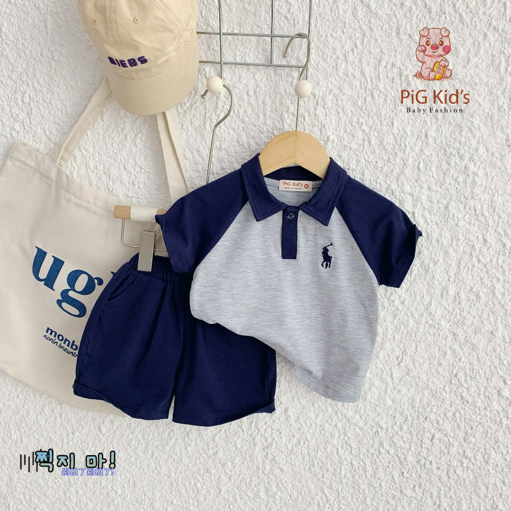 Bộ polo cộc tay cổ đức unisex cho bé trai bé gái, bộ thun mềm mát cá tính sành điệu cho bé