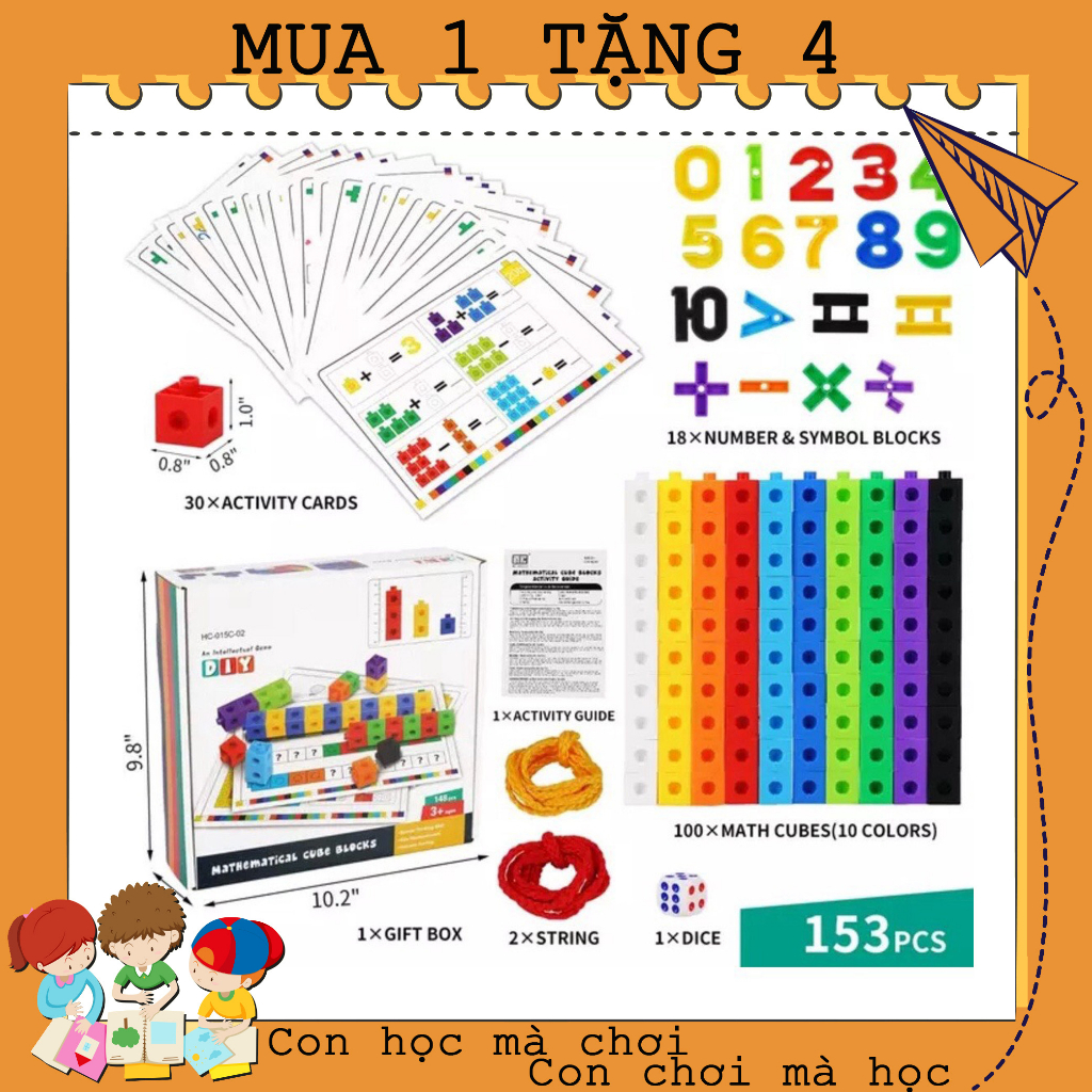 Bộ toán học Math Link Cubes - Number Block giáo cụ học toán và rèn luyện tư duy cho bé từ 3 tuổi