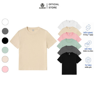 Baby tee trơn Alandor form fit ôm body tay ngắn cổ tròn chất cotton 100% co dãn 2 chiều nhiều màu basic