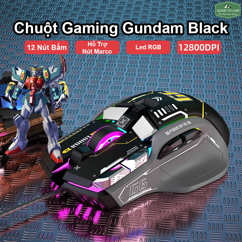 Chuột Máy Tính Gaming G6 Gundam,Bumblebee.Chuột Máy Tính Văn Phòng Có Dây, Led RGB 16 Triệu Màu,12800 DPI Hỗ Trợ Macro