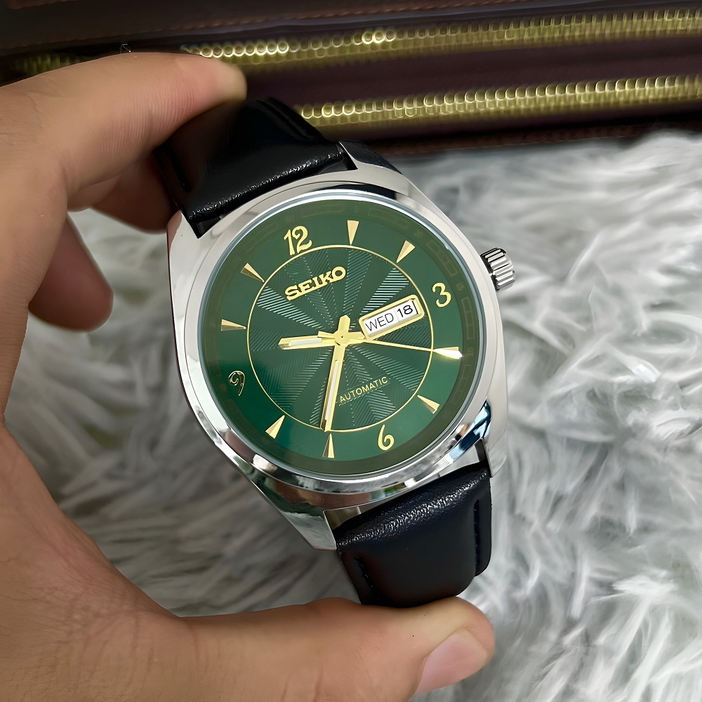 Đồng hồ nam Seiko chống nước kim dạ quang dây da
