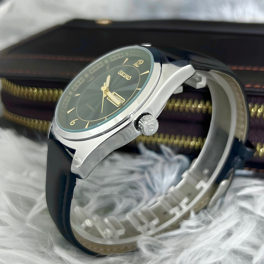 Đồng hồ nam Seiko chống nước kim dạ quang dây da