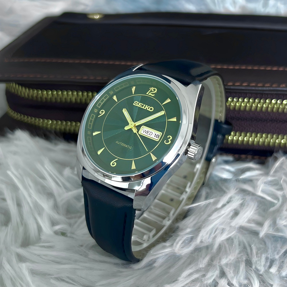 Đồng hồ nam Seiko chống nước kim dạ quang dây da