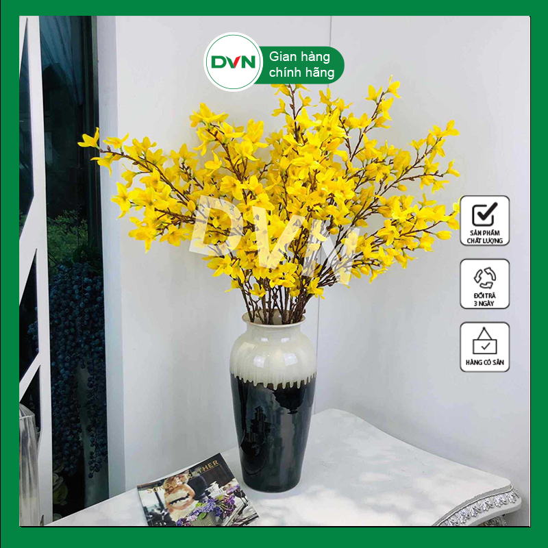 Hoa tuyết mai giả trang trí DVN, cành mai lụa cao cấp nhiều màu sắc để decor nhà cửa, phòng khách dịp lễ tết
