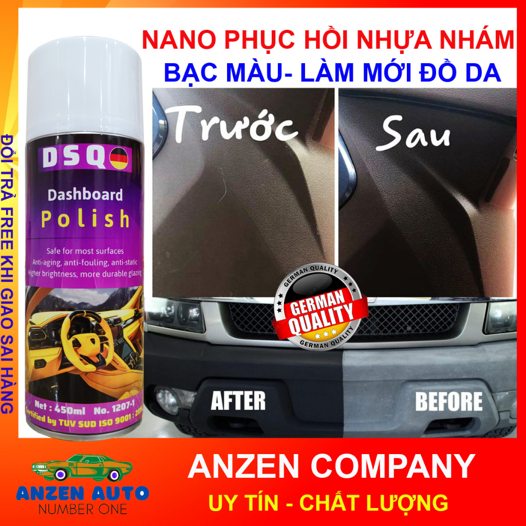 Chai Dưỡng Nhựa Nhám, Nhựa Đen - Phục Hồi Nhựa Nhám - Xịt Bóng Lốp, Nội Thất Ô Tô Xe Máy - Dsq