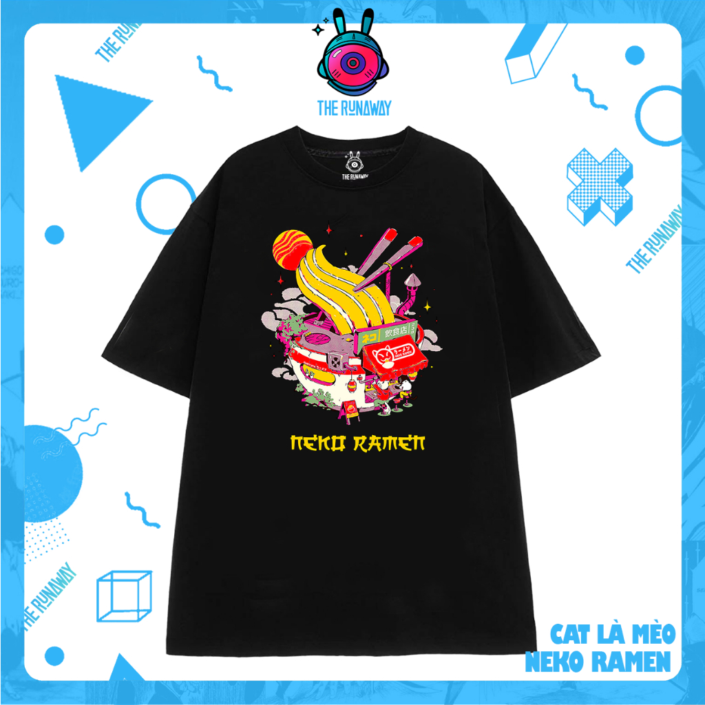 Áo phông Cat là mèo: Neko Ramen Nam/Nữ 100% Cotton by The Runaway