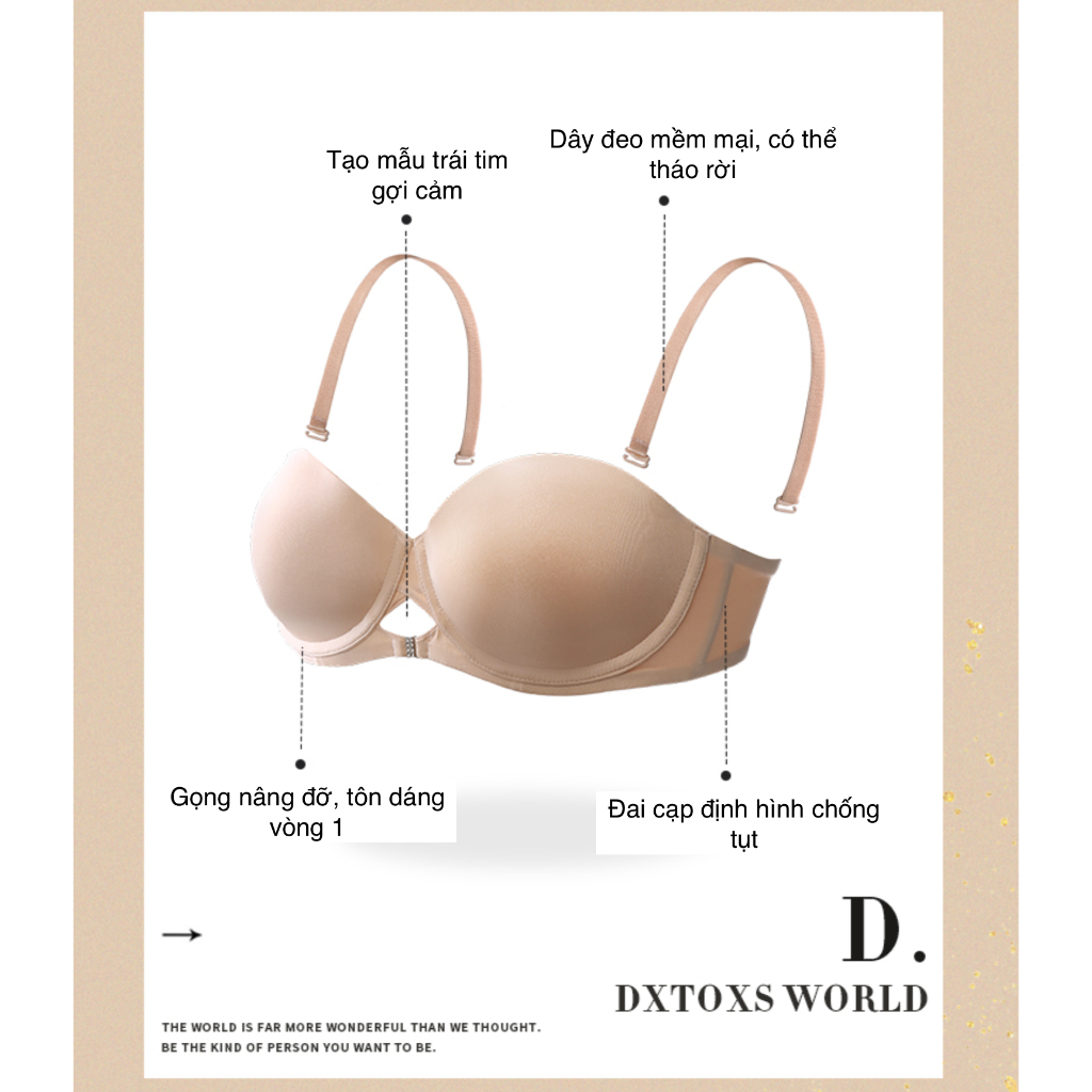 Áo ngực cúp ngang chống chảy sệ dây áo tháo dời linh hoạt hàng tạo khe nâng ngực dolotnu_sexy