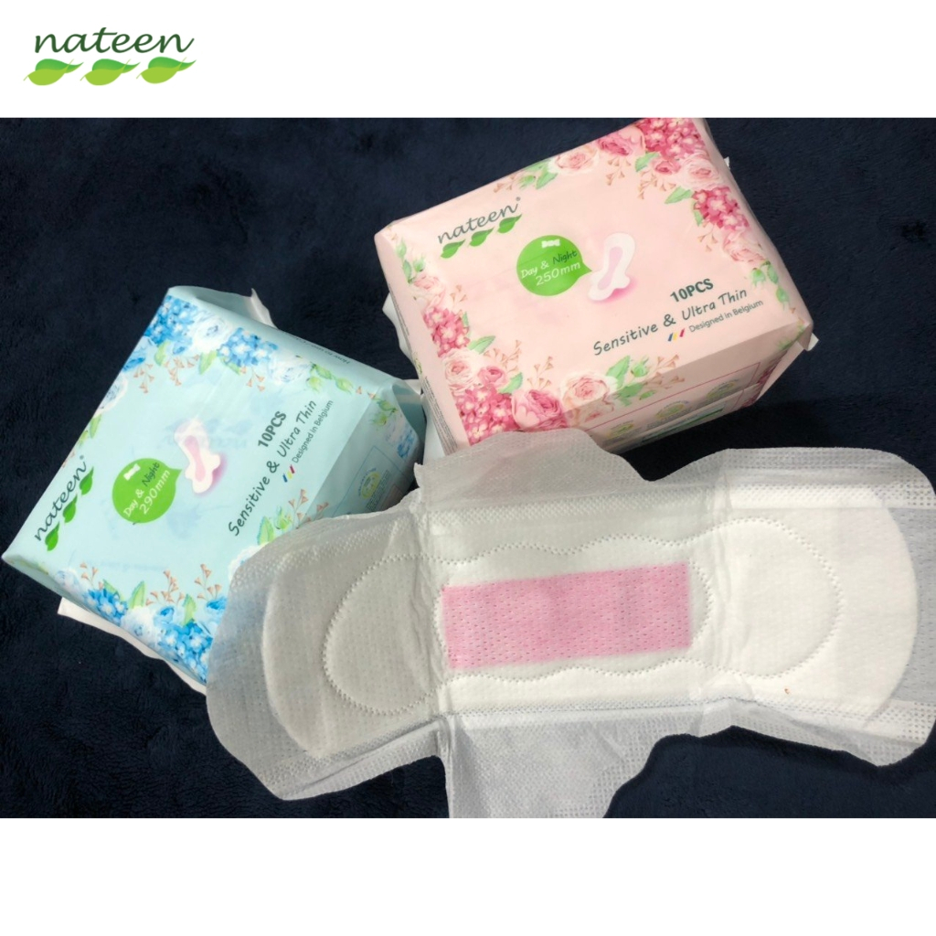 Băng Vệ Sinh Hữu Cơ NATEEN Có Cánh Mềm Mỏng Tiện Lợi Dễ Chịu, Thấm Hút Nhanh An Toàn Cho Da 25/29cm Bịch 10 Miếng