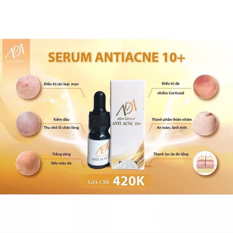 Serum-Antiacne10+ ADA Group Hỗ Trợ Mụn Viêm,Mụn Ẩn,Mụn Đầu Đen,Thanh Lọc Da Thu Nhỏ Lỗ Chân Lông (5ml)