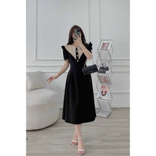 [MÃ GIẢM GIÁ 20K] Đầm Cổ Nhọn Phối Bèo D22