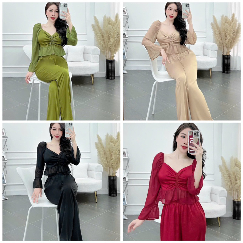 Bộ lụa tay dài, tiểu thư, lụa latin mềm, mịn