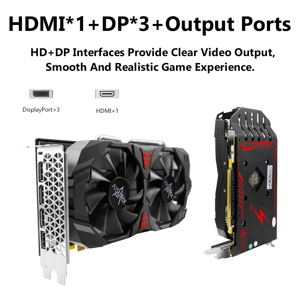 AISURIX RX 580 8GB Card màn hình VGA New GPU AMD GDDR5 PC Gaming