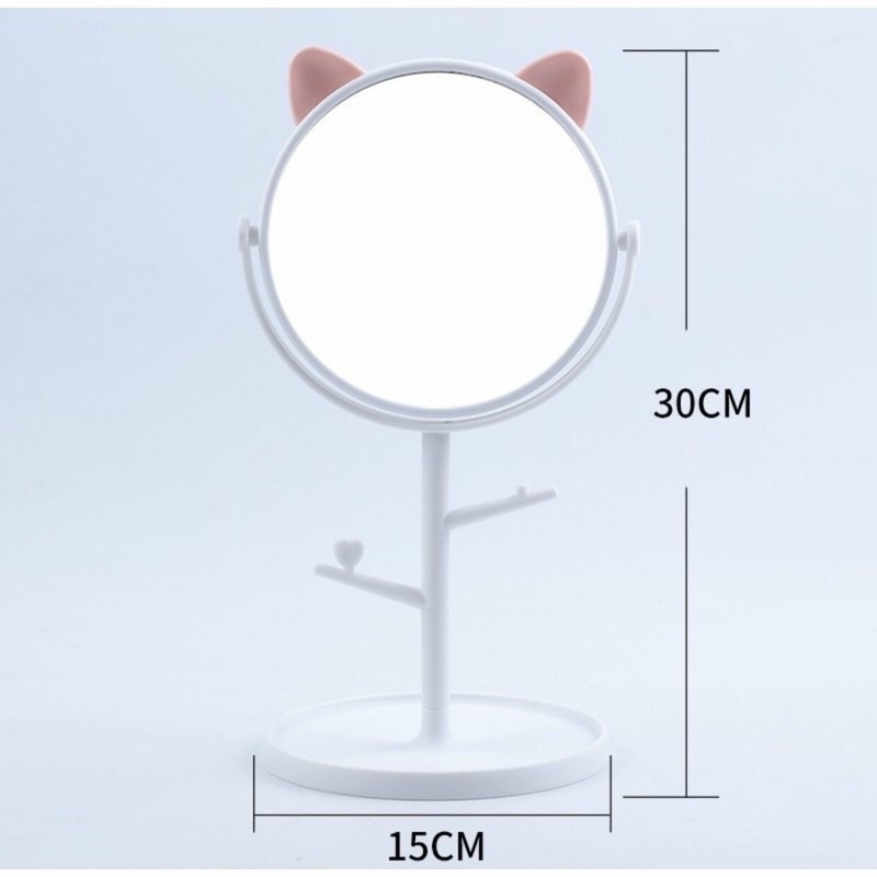 GƯƠNG TRANG ĐIỂM TAI MÈO DỄ THƯƠNG ĐỂ BÀN FREESHIP Gương Có Móc Treo Phụ Kiện