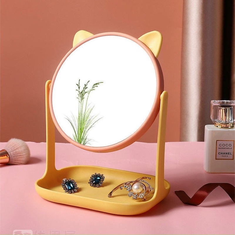 GƯƠNG TRANG ĐIỂM TAI MÈO DỄ THƯƠNG ĐỂ BÀN FREESHIP Gương Có Móc Treo Phụ Kiện