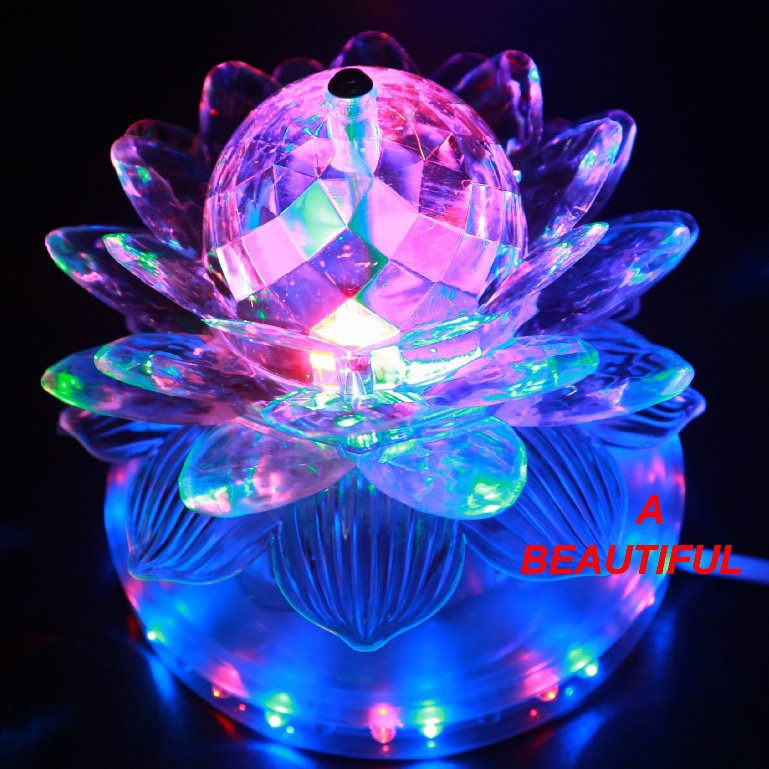 Đèn thờ hoa sen xoay 360 độ - Đèn Led trang trí cầu xoay hình hoa sen - đèn led đổi nhiều màu - đèn trang trí bà