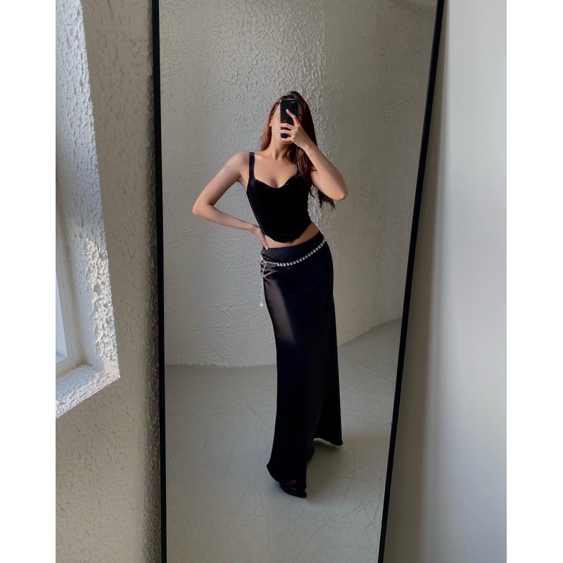 Chân Váy CORAL SILK SKIRT  - Chân váy đuôi cá - Chân váy lụa dài