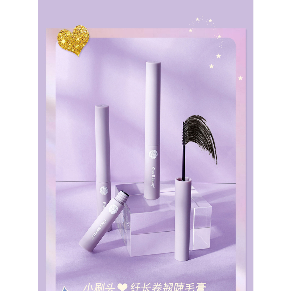 Mascara Đầu Mảnh Kiss Beauty Không Vón Cục Và Đầu Cọ Nhỏ Không Thấm Nước Không Dễ Lem