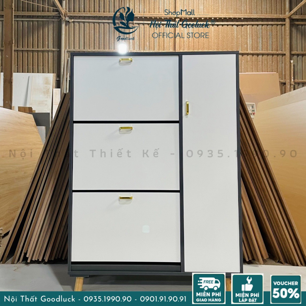 Tủ giầy đa năng chính hãng Goodluck dùng làm kệ để giày thông minh siêu chứa đã lắp TG8878