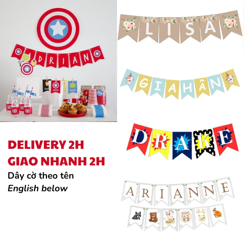 Dây Cờ Đặt Theo Tên Nhiều Mẫu - Name Bunting Multiple Designs CCH49