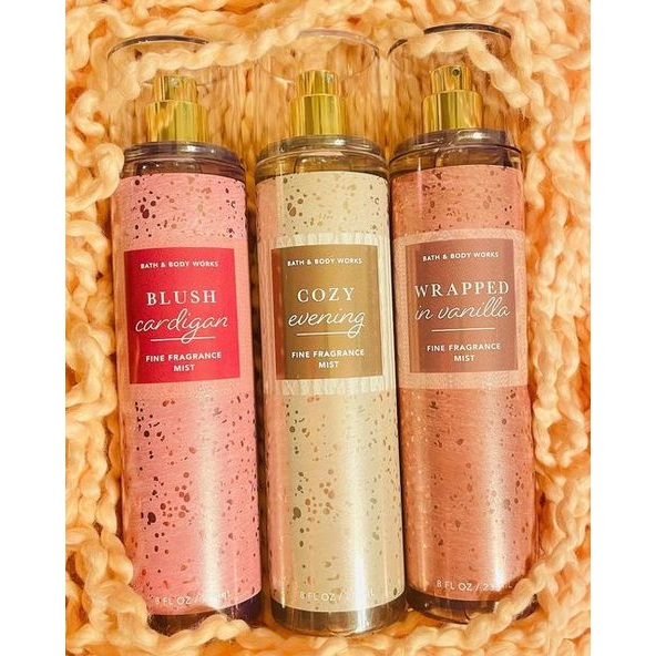 Holiday 2022 | Xịt Thơm Nước Hoa Bath &amp; Body Works Body Mist - Wrapped in Vanilla | Blush Cardigan | Cozy Evening