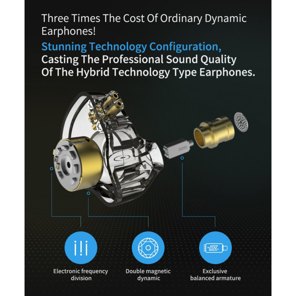 Tai nghe Hybrid KZ ZSN Pro, Bass mạnh, âm chi tiết tốt