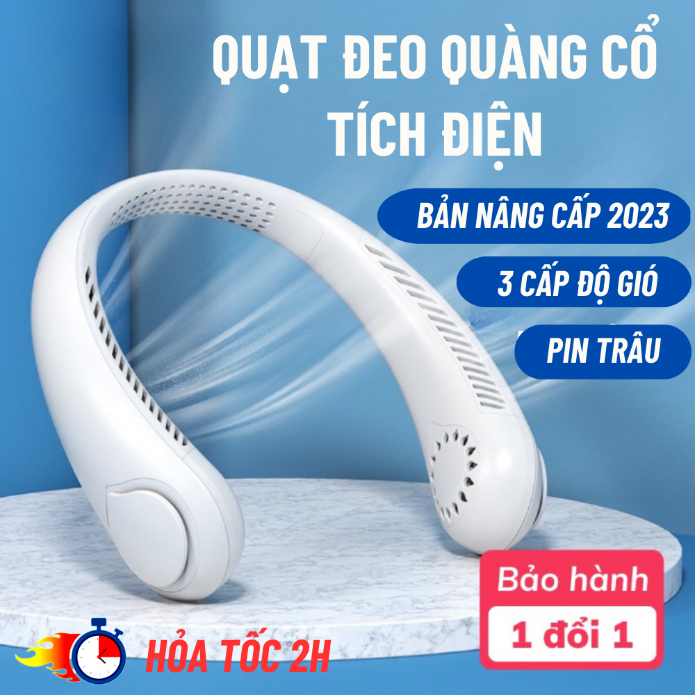 Quạt Mini Đeo Cổ Không Cánh Làm Mát Thông Minh 360 Độ, Quạt Treo Cổ Sạc Usb Tích Điện 3 Chế Độ Pin 2400mah-dathang168