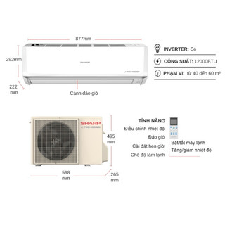 Máy lạnh Sharp Inverter 1.5 HP AH-X13ZEW (Miễn phí giao tại HCM-ngoài tỉnh liên hệ shop)