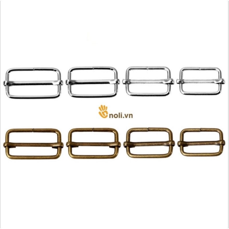 khoen tăng giảm thép chữ nhật (5 chiếc) 2cm-2.5cm-3cm-4cm cho dây đai balo túi xách, nguồn phụ liệu may mặc
