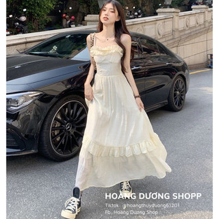 Đầm Maxi Hai Dây Xoè Tầng Bèo Đi Biển Du Lịch Đầm Tiểu Thư Ulzzang Cổ Tích Tiểu Thư Bồng Bềnh Điệu Đà Cho Nữ