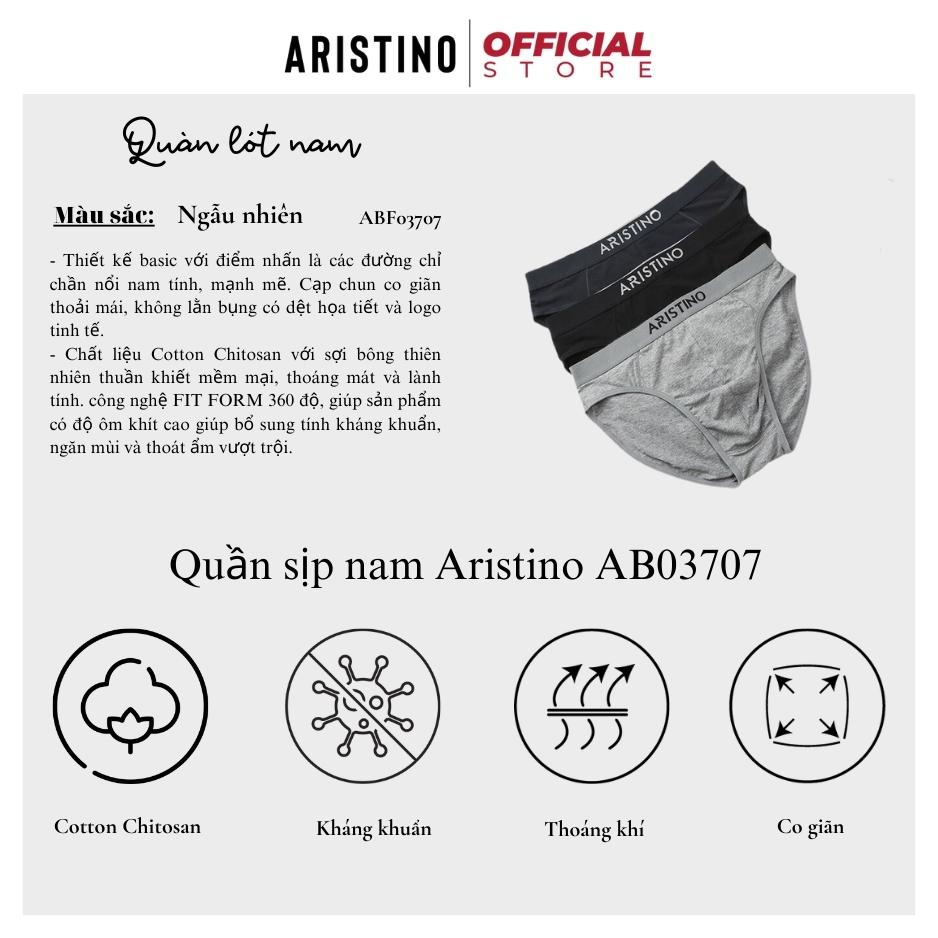 Quần lót nam ARISTINO ABF03707 cotton mềm mịn sịp tam giác cạp cao logo in nổi phối viền co giãn 4 chiều khử khuẩn