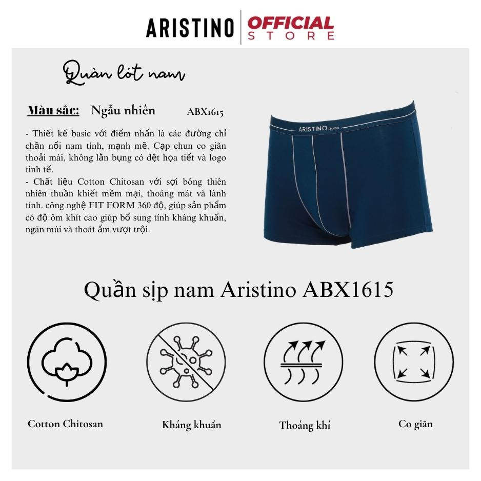 Quần lót nam ARISTINO ABX1615 sịp đùi boxer cotton cao cấp cạp logo dệt liền mềm mịn kháng khuẩn thoáng khí co giãn tốt